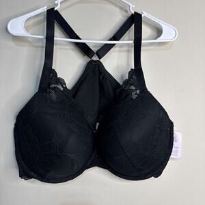 Auden Bra Women 44D Black Underwire Front Closure Push Up Racerback‎ Lace Nwt